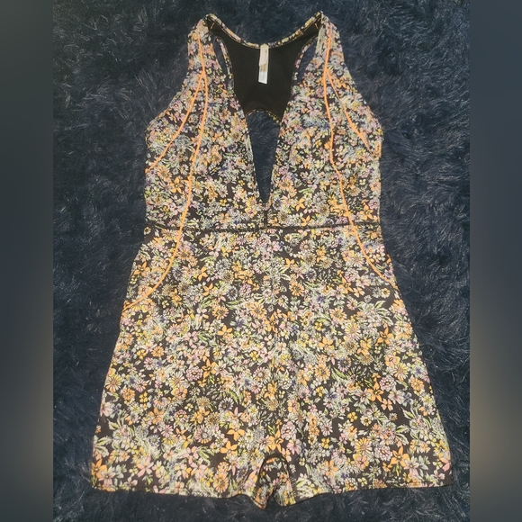 Free People FP Eden Performance One Piece Black Combo Neon Ditsy size medium - Picture 7 of 12